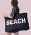 Black Large Beach Tote I Rose Gold