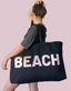 Black Large Beach Tote I Rose Gold